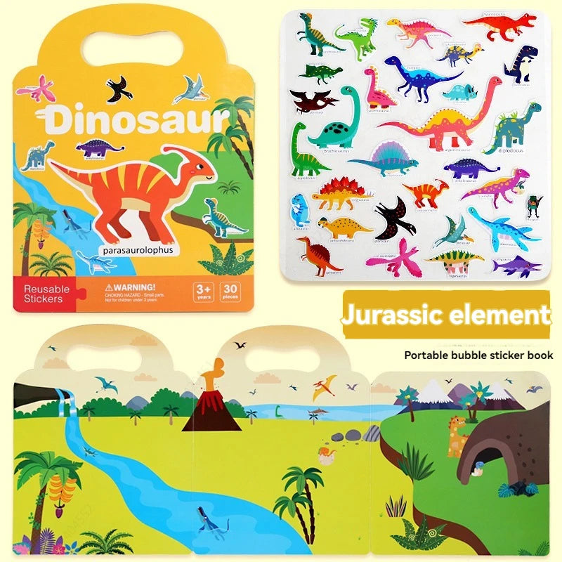 Reusable Sticker Book for Vehicles Truck Stickers Educational Learning Travel Stickers Activity Books Toddler Girls Boy Sticker