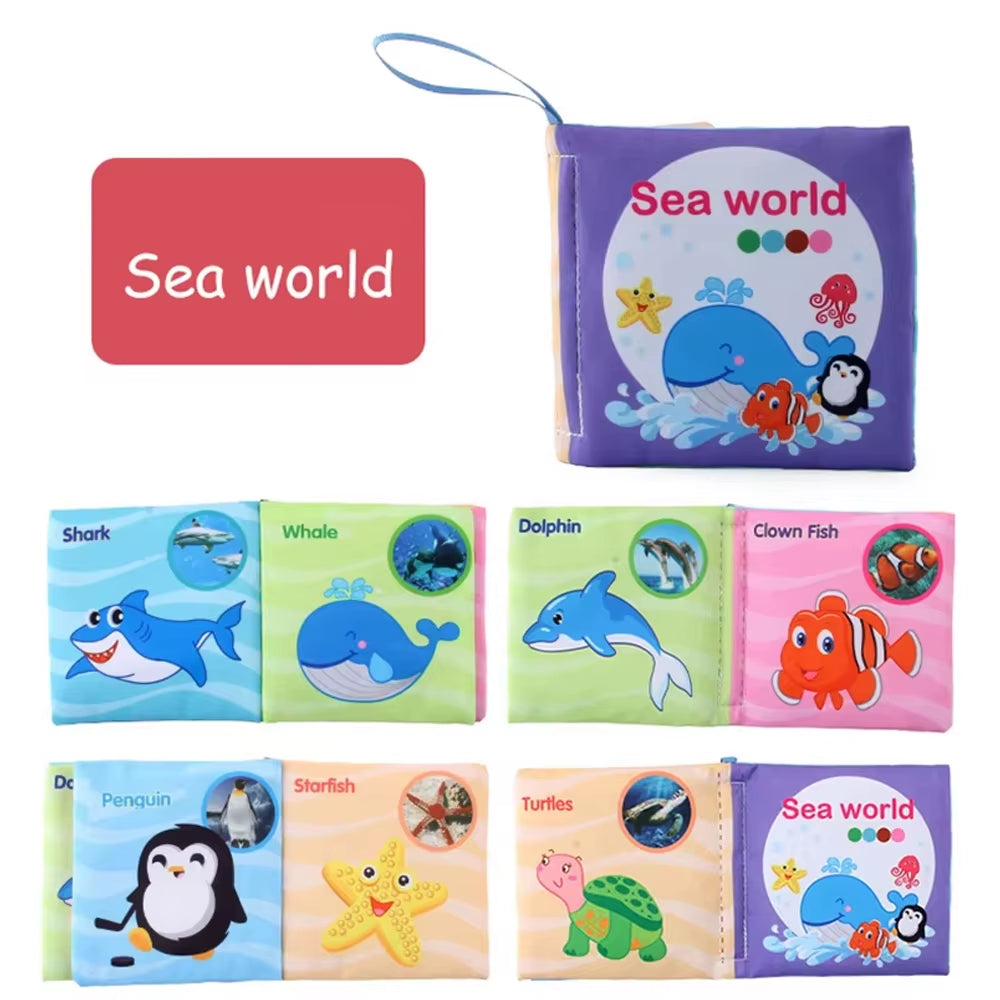 Washable Baby Cloth Book Set - Bpa-Free Crinkle Sensory Toys with Teething Rings & Multi-Textured Pages for 0-12M Infant