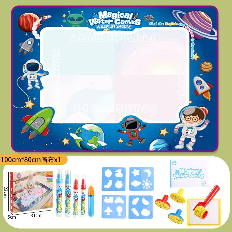 100X80Cm Magic Water Drawing Mat with Reusable Magic Pens Montessori Painting Board for Doodling Educational Toys and Gifts