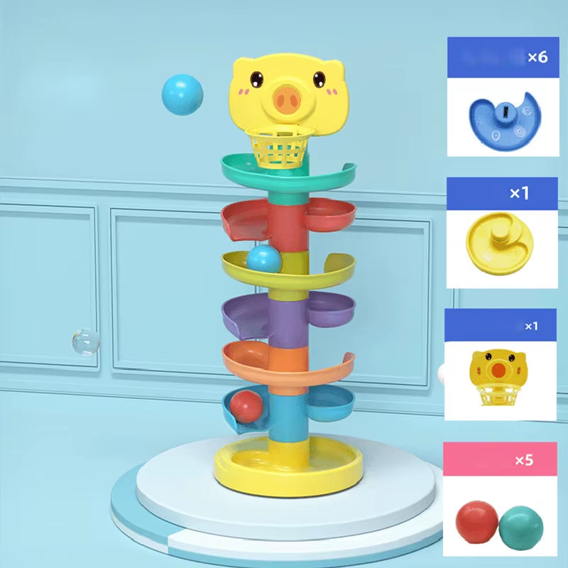 Baby Toy Ball Drop Toys for Toddler 1-3Y Rolling Ball Pile Tower Montessori Educational Stacking Games for Babies Sensory Toys
