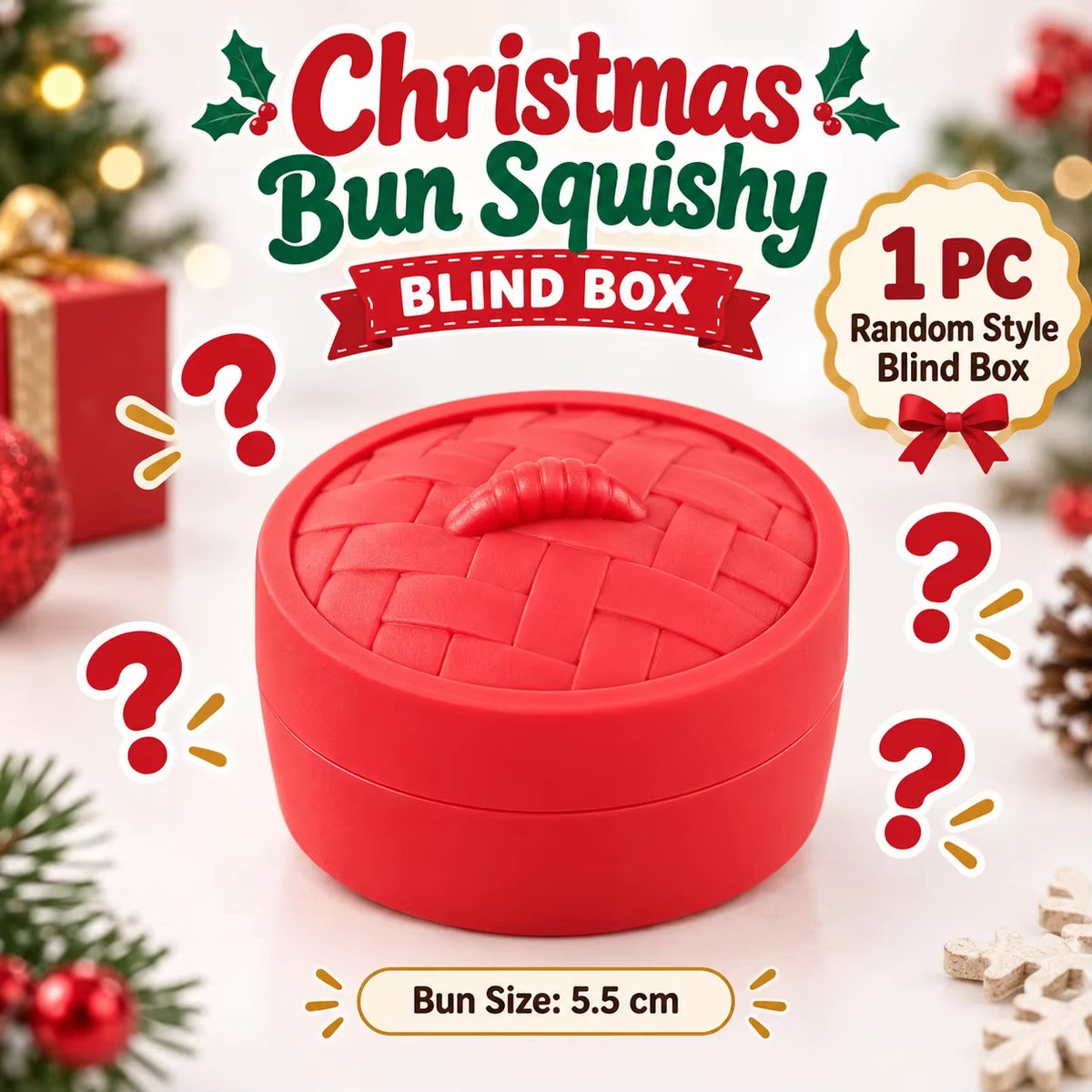 1-5PCS Christmas Dumpling Squishy Mystery Box TPR Soft Slow Rising Squeeze Fidget Sensory Stress Relief Holiday Gift Pack