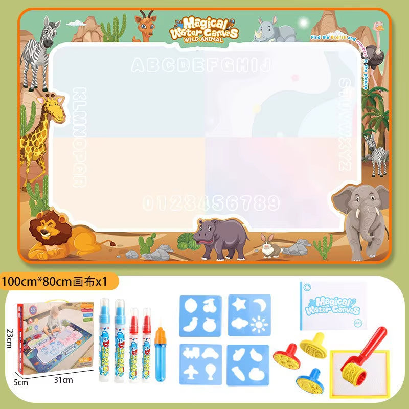 100X80Cm Magic Water Drawing Mat with Reusable Magic Pens Montessori Painting Board for Doodling Educational Toys and Gifts