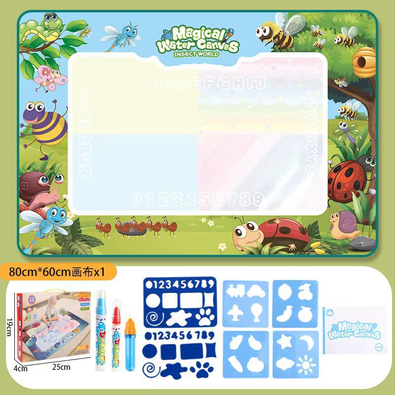 100X80Cm Magic Water Drawing Mat with Reusable Magic Pens Montessori Painting Board for Doodling Educational Toys and Gifts