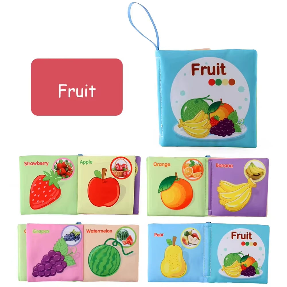 Washable Baby Cloth Book Set - Bpa-Free Crinkle Sensory Toys with Teething Rings & Multi-Textured Pages for 0-12M Infant