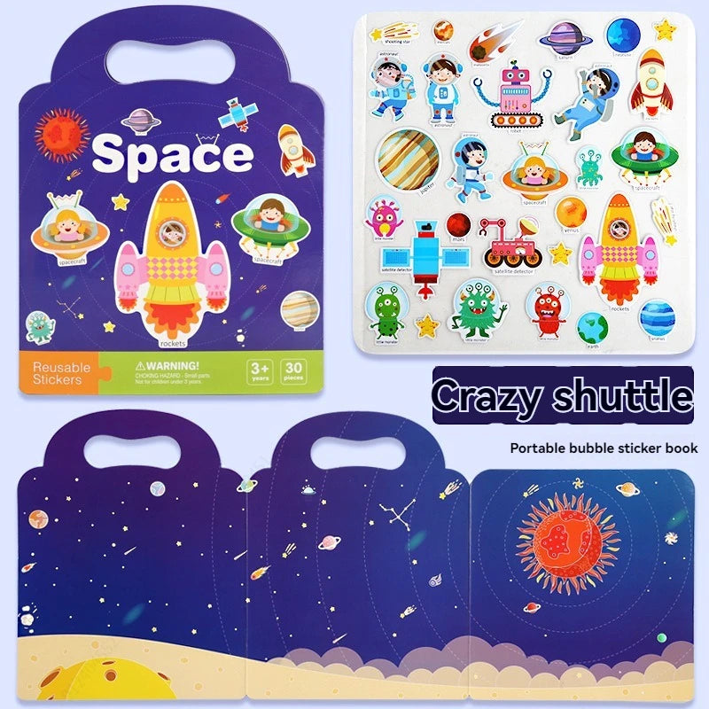 Reusable Sticker Book for Vehicles Truck Stickers Educational Learning Travel Stickers Activity Books Toddler Girls Boy Sticker
