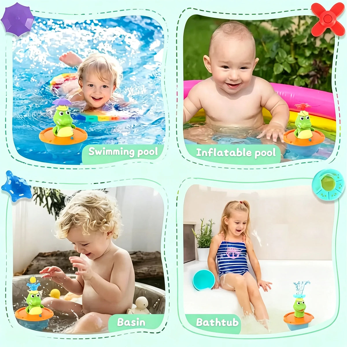Baby Bath Toys, Perfect for Bathtub Fun & Pool Sprays - 6 Pcs Water Jet Style, Cute Crocodile Shape, Infant Ideal Holiday Gift