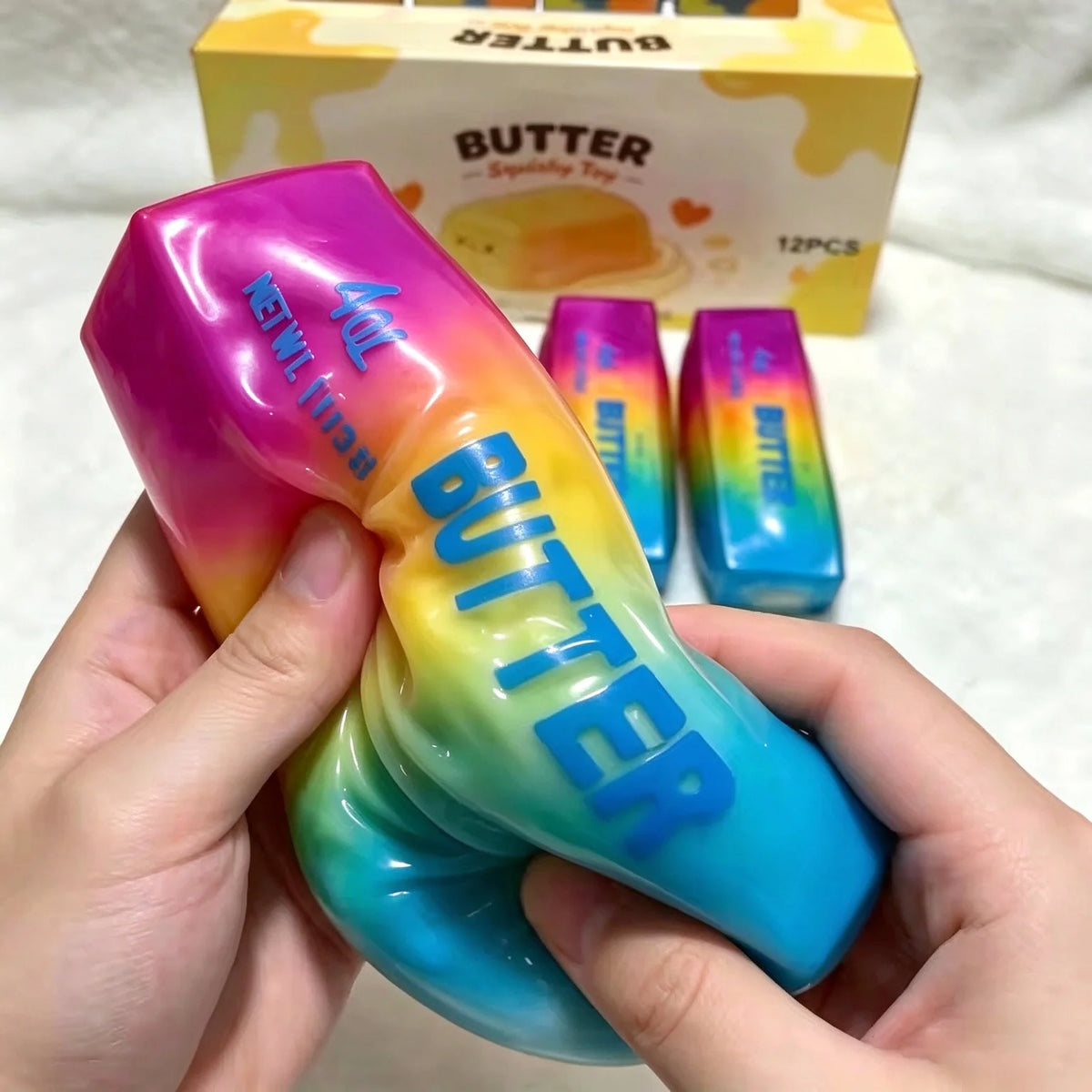 Rainbow Building Blocks Butter Stick Squishy Fidget Toy Crunchy Squeeze Stress Ball ASMR anti Stress Release Hand Gift Toy
