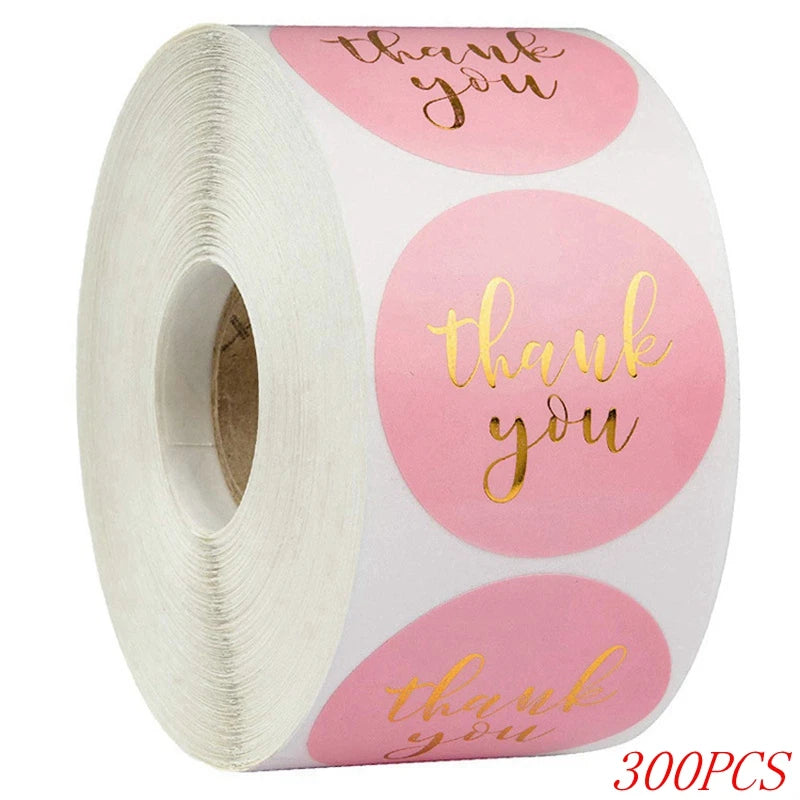 50-500Pcs 1Inch Blue Thank You Stickers for Envelope Sealing Labels Stationery Supplies Handmade Wedding Gift Decoration Sticker