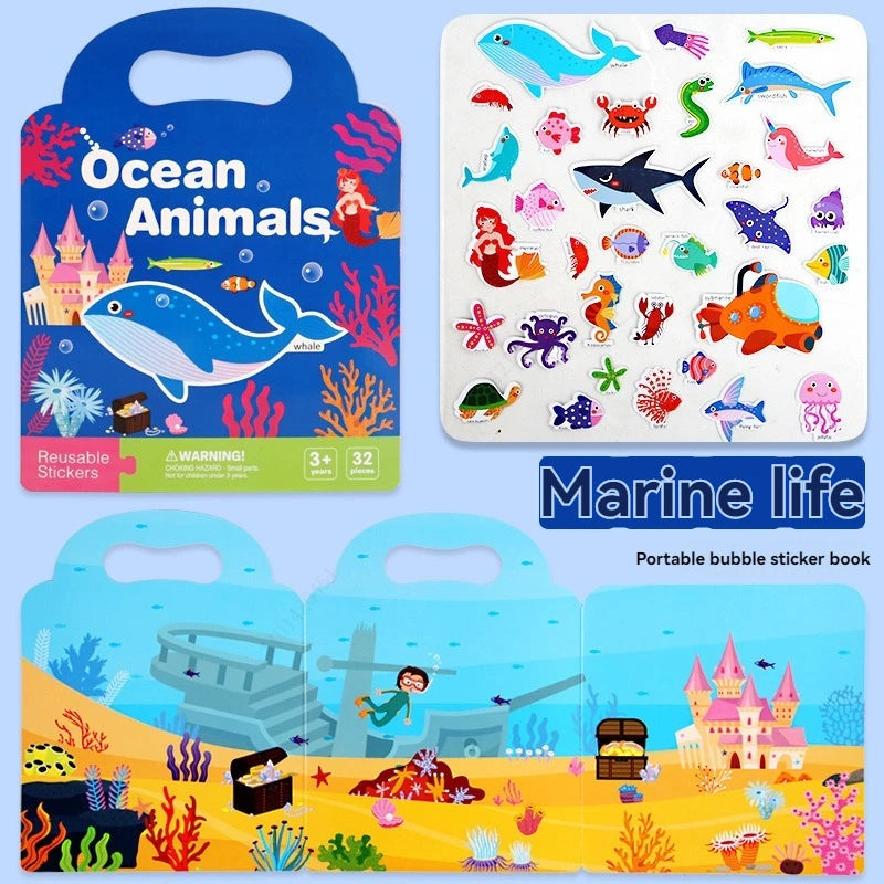 Reusable Sticker Book for Vehicles Truck Stickers Educational Learning Travel Stickers Activity Books Toddler Girls Boy Sticker