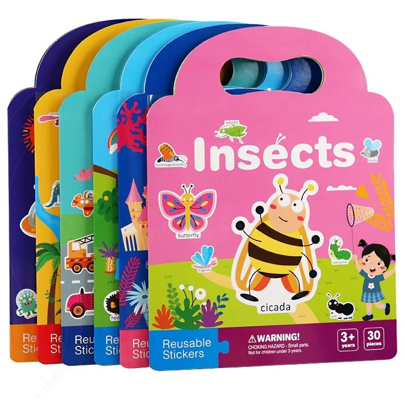 Reusable Sticker Book for Vehicles Truck Stickers Educational Learning Travel Stickers Activity Books Toddler Girls Boy Sticker