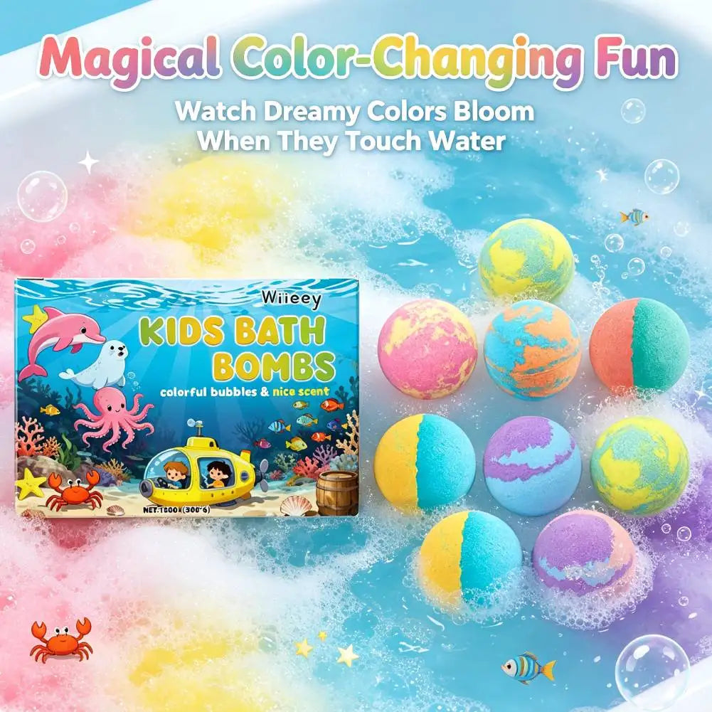 6PCS Kids Bath Bombs Children'S Bath Toys Colorful Mega Bubbles Surprise Ocean Toys Gift Set Skin Friendly Bathing Kit for Kids