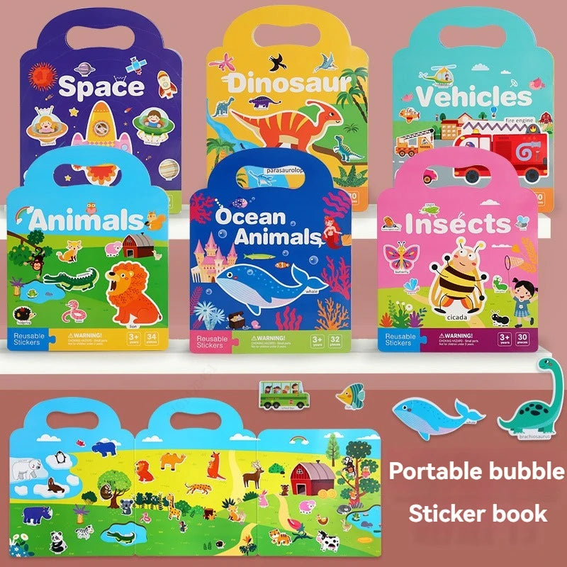 Reusable Sticker Book for Vehicles Truck Stickers Educational Learning Travel Stickers Activity Books Toddler Girls Boy Sticker