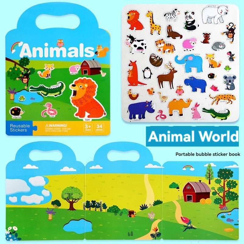 Reusable Sticker Book for Vehicles Truck Stickers Educational Learning Travel Stickers Activity Books Toddler Girls Boy Sticker
