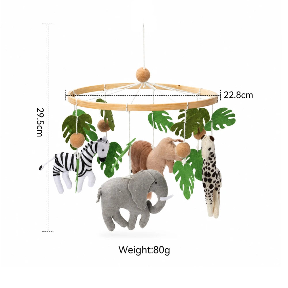 Baby Crib Mobile Star Moon Baby Bed Rattle Toys Newborn Bed Bell Sensory Baby Hanging Toys Wooden Mobile Bracket Hanging Bell