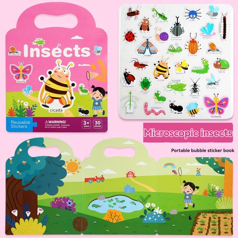 Reusable Sticker Book for Vehicles Truck Stickers Educational Learning Travel Stickers Activity Books Toddler Girls Boy Sticker