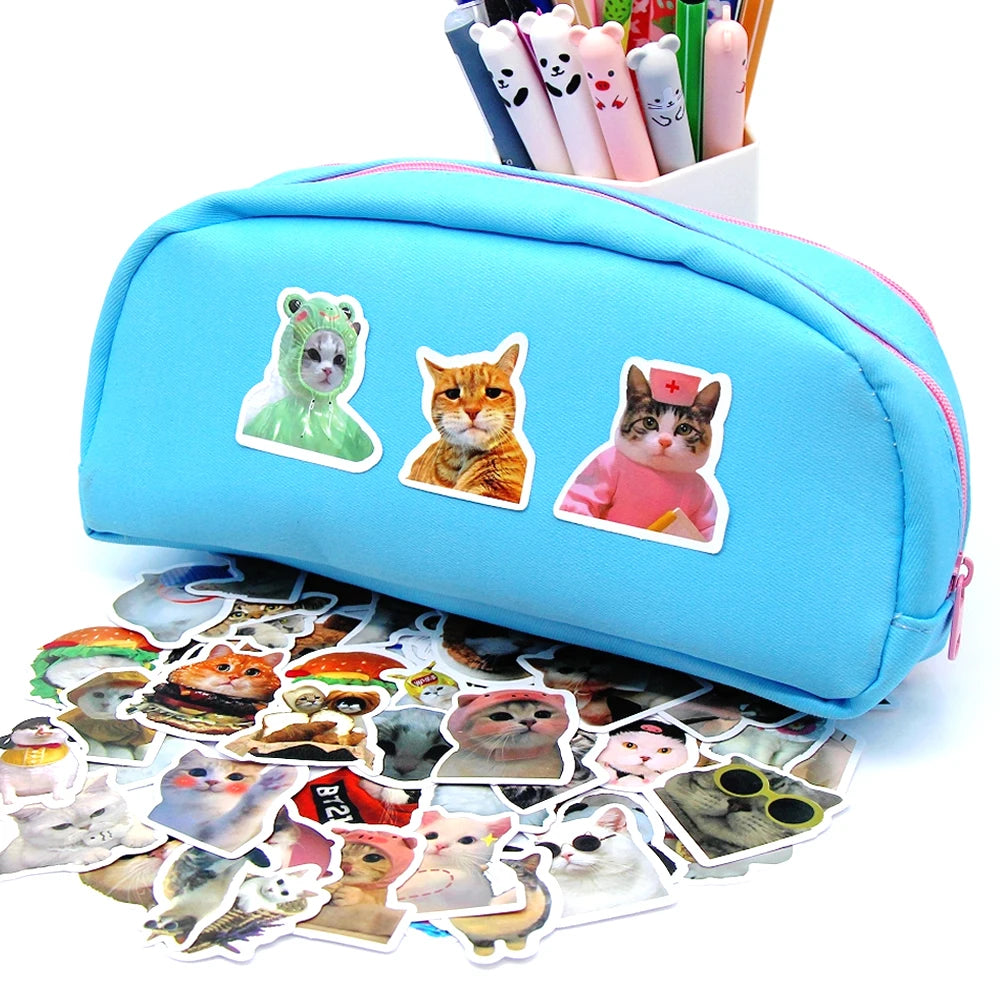 10/50/100Pcs Funny Cat Stickers Cartoon Cute Decals Toy Stationery Guitar Phone Bicycle Laptop Luggage Car Graffiti Kids Sticker