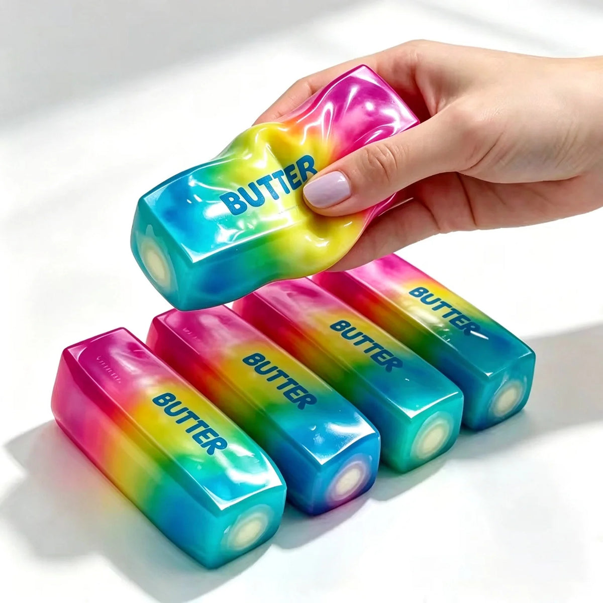 Rainbow Building Blocks Butter Stick Squishy Fidget Toy Crunchy Squeeze Stress Ball ASMR anti Stress Release Hand Gift Toy
