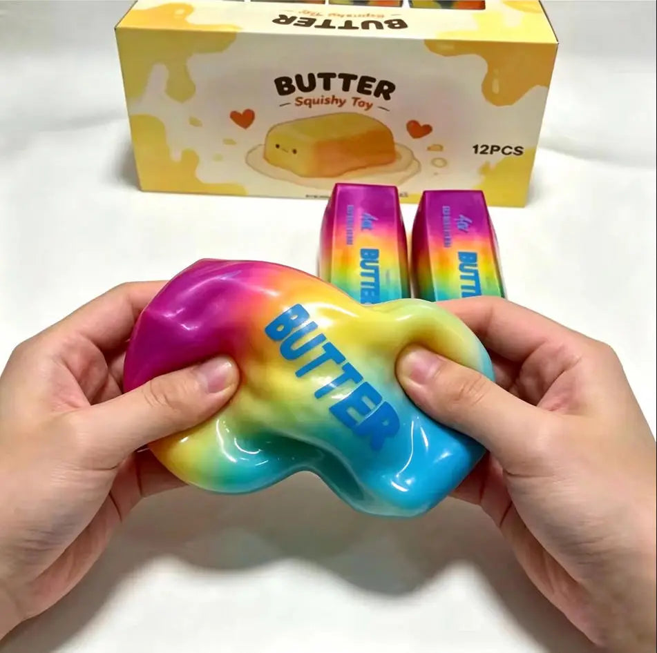 Rainbow Building Blocks Butter Stick Squishy Fidget Toy Crunchy Squeeze Stress Ball ASMR anti Stress Release Hand Gift Toy