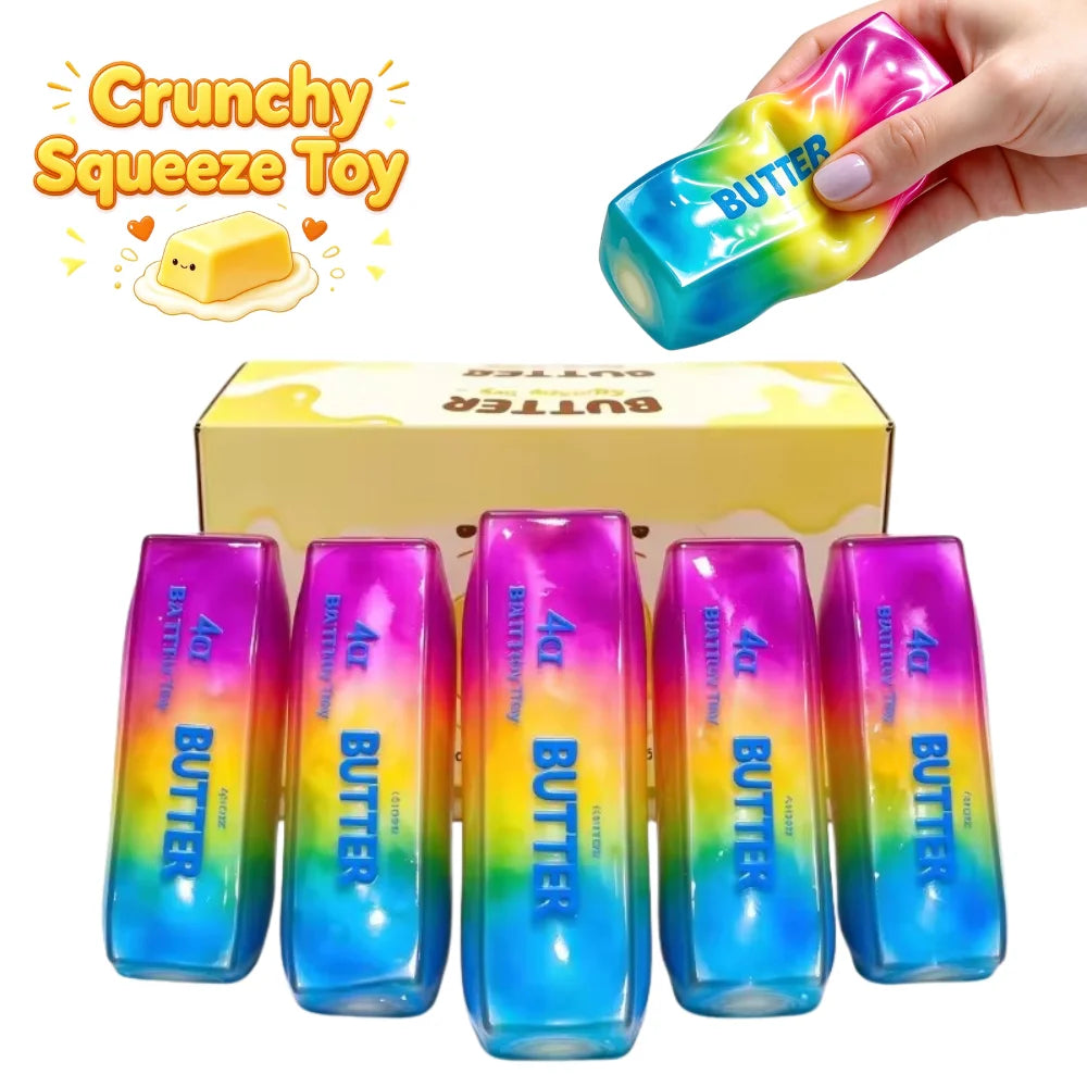 Rainbow Building Blocks Butter Stick Squishy Fidget Toy Crunchy Squeeze Stress Ball ASMR anti Stress Release Hand Gift Toy