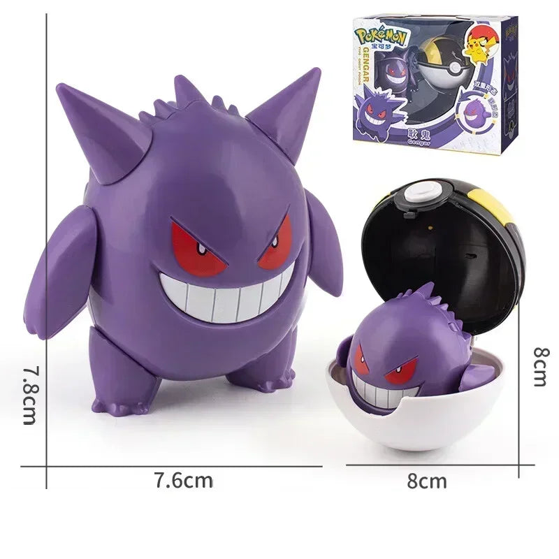 Pokemon Ball Deform Mewtwo Figure Pokeball Action Figurine Pikachu Charizard Gengar Blastoise Greninja Eevee Poke Child Toy Set