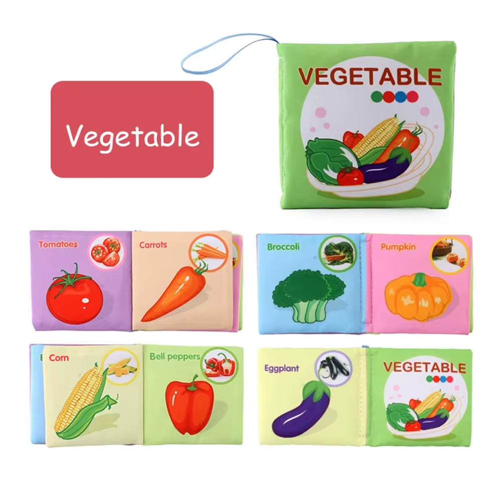Washable Baby Cloth Book Set - Bpa-Free Crinkle Sensory Toys with Teething Rings & Multi-Textured Pages for 0-12M Infant