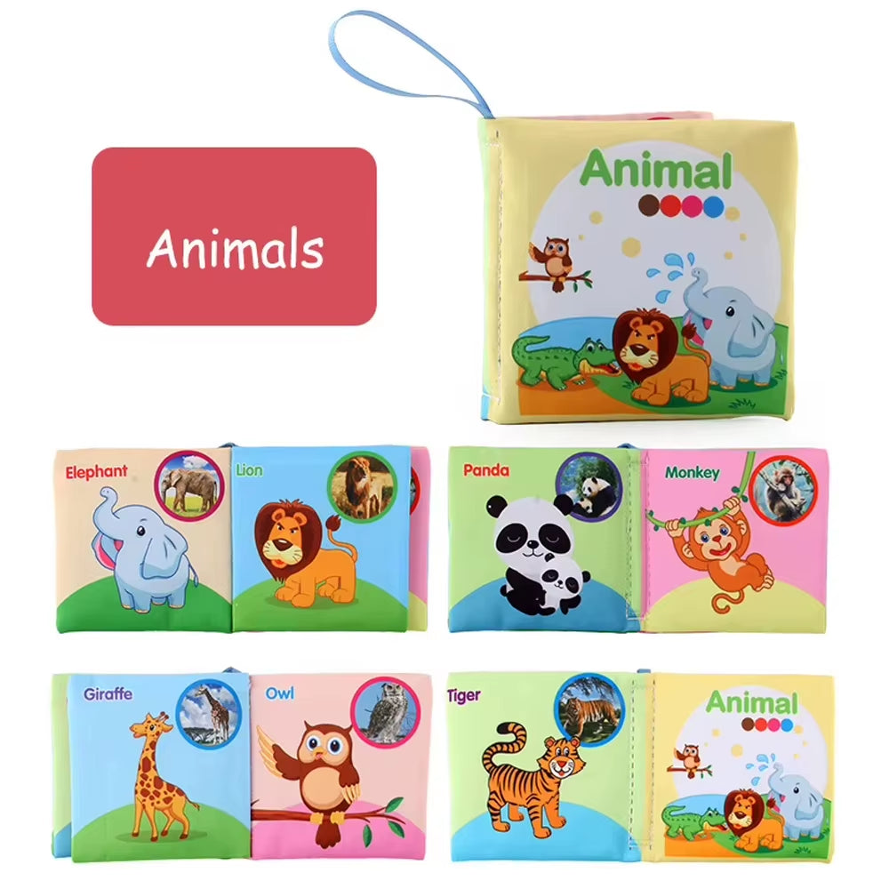 Washable Baby Cloth Book Set - Bpa-Free Crinkle Sensory Toys with Teething Rings & Multi-Textured Pages for 0-12M Infant