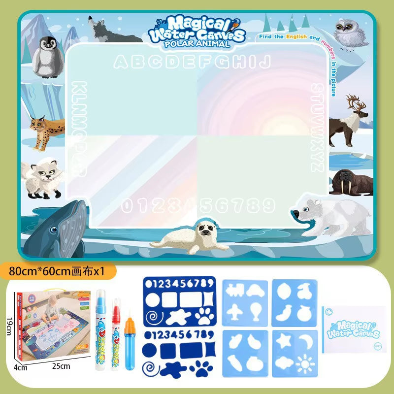 100X80Cm Magic Water Drawing Mat with Reusable Magic Pens Montessori Painting Board for Doodling Educational Toys and Gifts