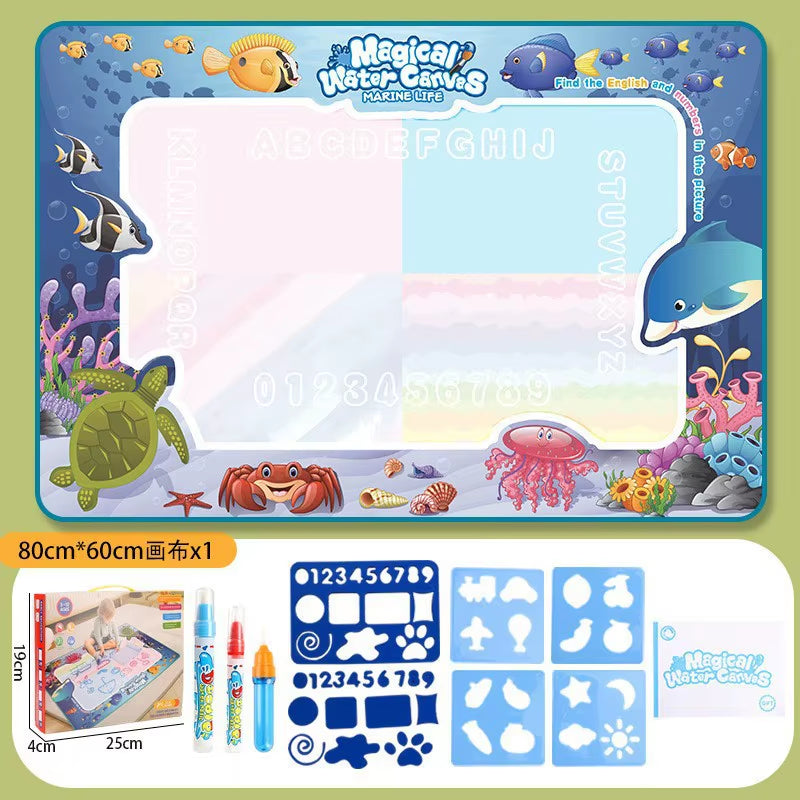 100X80Cm Magic Water Drawing Mat with Reusable Magic Pens Montessori Painting Board for Doodling Educational Toys and Gifts
