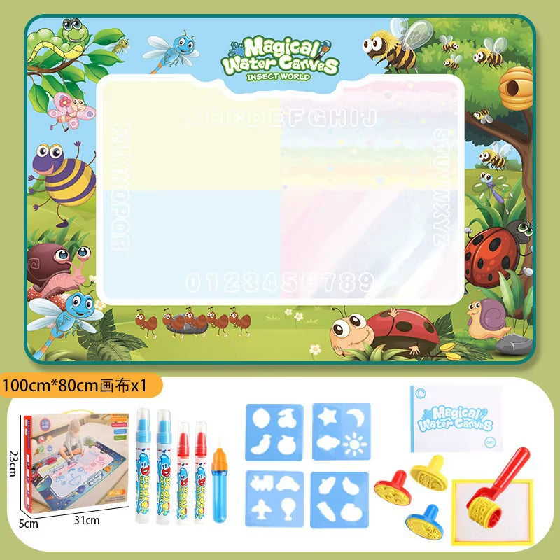 100X80Cm Magic Water Drawing Mat with Reusable Magic Pens Montessori Painting Board for Doodling Educational Toys and Gifts