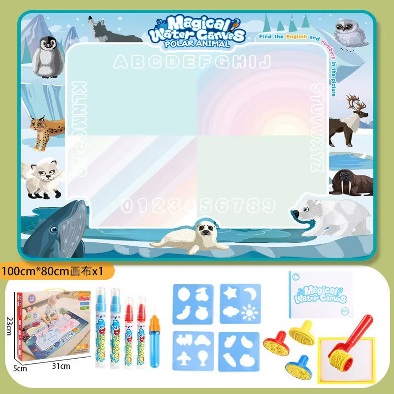 100X80Cm Magic Water Drawing Mat with Reusable Magic Pens Montessori Painting Board for Doodling Educational Toys and Gifts